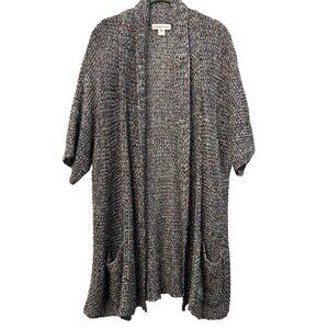 Coldwater Creek Womens Cardigan Large 14 Colorful Tunic Short Sleeve Linen Blend